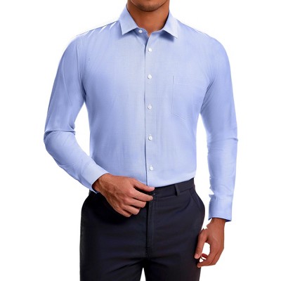 INSPIRE CHIC Men's Long Sleeved Button Down Checked Dress Shirts