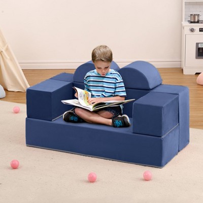 Kids Couch, Modular Foam Play Sofa Set with Detachable Cushions - Convertible for Bedroom Playroom