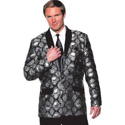 Halloween Express Adult Silver Jacard Skull Jacket