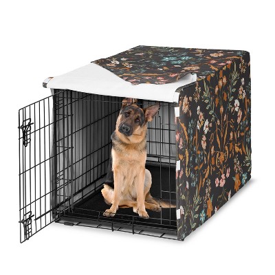 Sweet Jojo Designs Girl Dog Crate Kennel Cover 48in. Boho Floral Wildflower Black and Orange