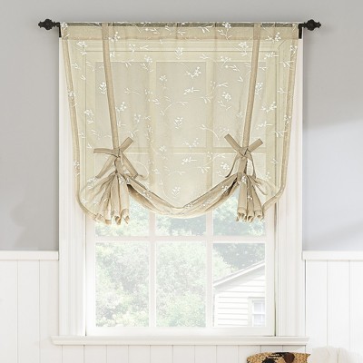42"x63" No. 918 Bridget Leaf Print Rod Pocket Window Tie-up Shade