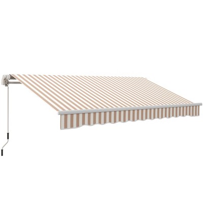Outsunny 12' x 10' Manual Retractable Awning Outdoor Sunshade Shelter for Patio, Balcony, Yard, with Adjustable & Versatile Design