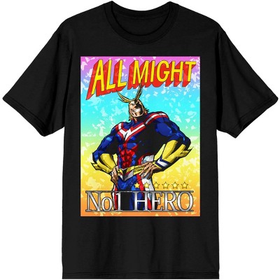 All Might Trading Card My Hero Academia Mens Black Graphic Tee