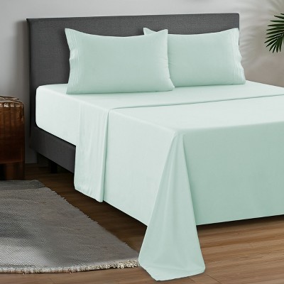 Solid 4 Piece Sheet Set Easy Care Ultra Soft Brushed Microfiber Bedding Deep Pocket Bed Sheets with Pillowcases  - Lux Decor Collection