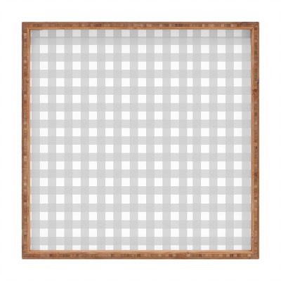 Allyson Johnson Gray Check Square Bamboo Tray - Deny Designs