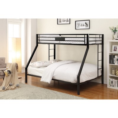 Twin XL Over Queen Metal Bunk Bed with Rails and Ladder