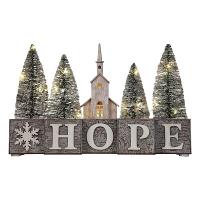 Haute Décor Pre-Lit Battery Operated Christmas Wood Blocks Sign