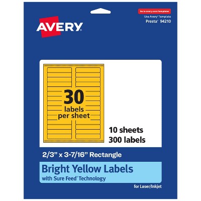 Avery Bright Yellow Paper Labels, 2/3" x 3-7/16" Rectangle