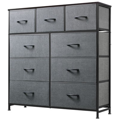 GALAXHERO Dresser 9-Drawer Fabric Storage Tower Chest for Bedroom, Hallway, Closet with Fabric Bins, Steel Frame, Wood Top, Easy Pull Handle