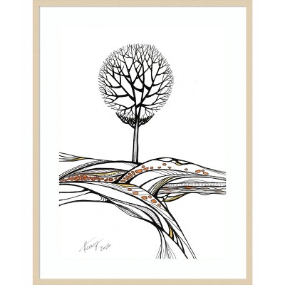 Amanti Art The Round Tree by Aniko Hencz Wood Framed Wall Art Print