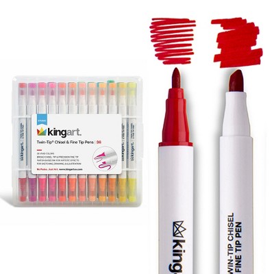 KINGART Twin-Tip Chisel & Fine Markers 36 Colors