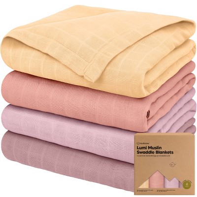 KeaBabies 4pk Muslin Swaddle Blankets for Baby Boys, Girls - Organic Baby Blankets, Nursing Swaddles for Newborns