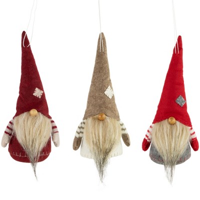 Northlight Bearded and Chubby Striped Arms Christmas Gnomes - 10.5" - Set of 3