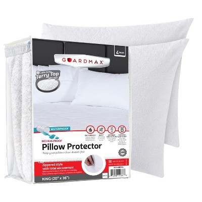 Guardmax Terry Cotton Waterproof Pillow Protector with Zipper - White (2 Pack)