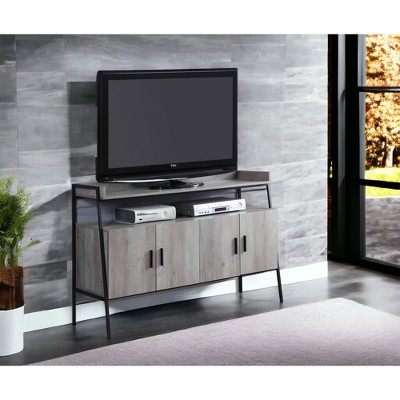 52" Metal Modern Industrial 4-Door TV Stand with 1 Shelf for TVs up to 50 Inches for Living Room and Bedroom