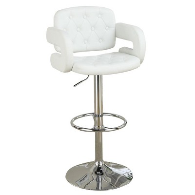 Poundex,Adjustable Height & Swivel Barstool in Faux Leather