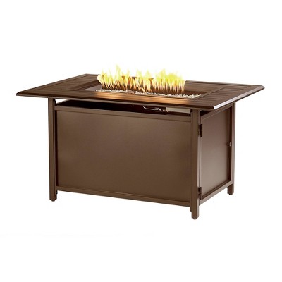 46" x 31" Rectangular Aluminum 55000 BTUs Propane Fire Table with 2 Covers - Oakland Living
