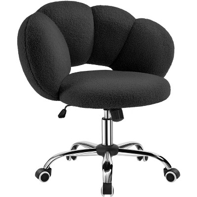 Yaheetech Boucle Upholstered Rolling Makeup Vanity Chair