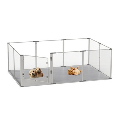Artloge 6-10 Panels Large Heavy Duty Acrylic Dog Playpen Puppy Fence Safest Pet Enclosure Fertility Cage with Aviation Aluminum Frame & Waterproof Pad
