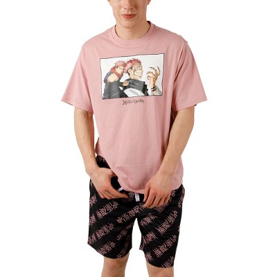 Jujutsu Kaisen Yuji Itadori Men's Crew Neck Short Sleeve Tee & Lounge Shorts Combo Set