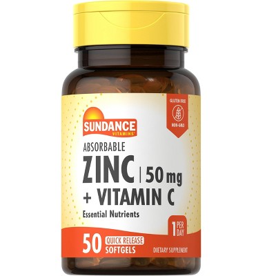 Sundance Absorbable Zinc With Vitamin C | 50mg | 50 Softgels