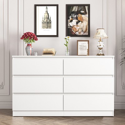Hommoo 6 Drawer Chest of Dressers, Modern Wooden Dresser Chest White