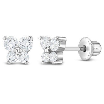 Girl's - Tiny Butterfly Screw Back Sterling Silver Earrings - In Season Jewelry
