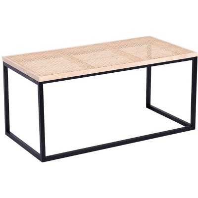 Nordlys Industrial Wooden Top and Black Metal Coffee Table Modern Design Style Living Room