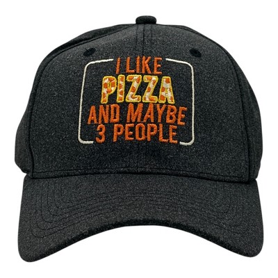 I Like Pizza and Maybe 3 People Hat Funny Sarcastic Food Graphic Novelty Cap - Crazy Dog Hat For Foodies Black Standard