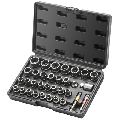 VEVOR Bolt Extractor Set, 29-Piece Bolt and Nut Remover Set, 6mm to 10mm, 13/32" to 3/4", CR-MO Steel Extraction Socket Set with Storage Case, black