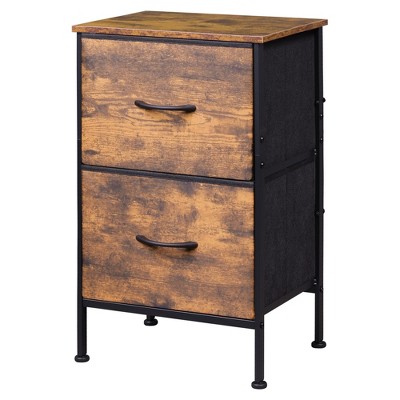 Nightstand with 2 Drawers, Bedside Furniture for Bedroom, College Dorm, End Table with Fabric Bins, Dormitory