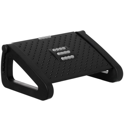 Basicwise Black Triangular Footrest Massage Under Desk with Soothing Massage Points and Rollers, Adjustable Foot Stool Support with 6 Height Positions