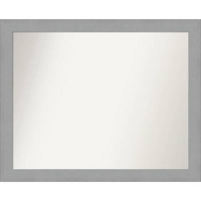 32" x 26" Non-Beveled Brushed Nickel Wall Mirror - Amanti Art: Modern Rectangular Decorative Mirror