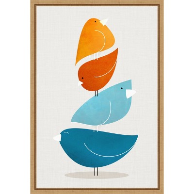 Amanti Art Bird Stack Up by Kristian Gallagher Framed Canvas Wall Art