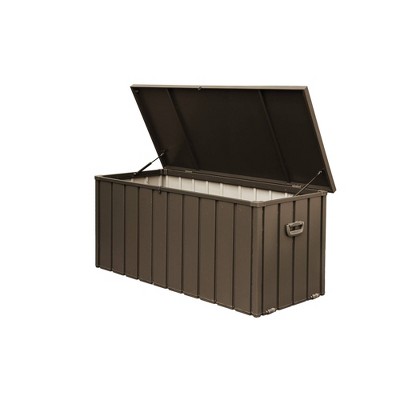 WELLFOR 160 gal Steel Waterproof Storage Deck Box Dark Brown