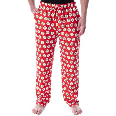 DC Comics Men's The Flash Lightning Bolt Allover Loungewear Pajama Pants Red