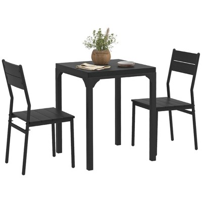 HOMCOM 3 Piece Kitchen Table Dining Set with 2 Matching Chairs & Versatile Design for Small Space