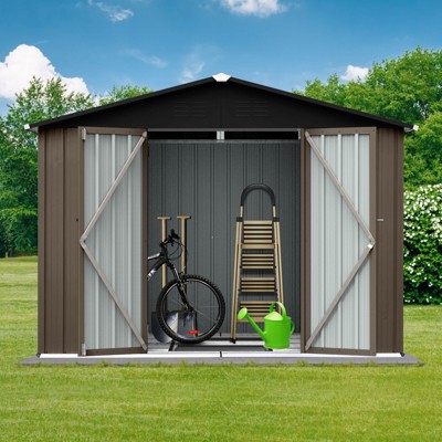 NicBex 8x6 FT Outdoor Storage Shed with 2 Integrated Punched Vents,Metal Outdoor Shed with Apex Roof,Storage Sheds for Garden