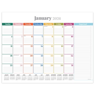 TF Publishing 22.5"x17.5" 2026 Rainbow Blocks Large Desk Pad Monthly Blotter Calendar