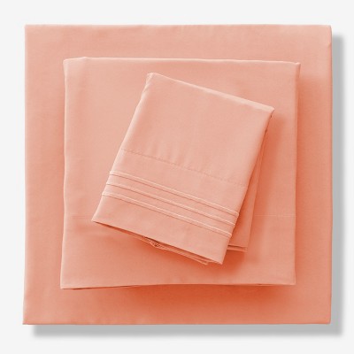Solid 4 Piece Sheet Set Easy Care Ultra Soft Brushed Microfiber Bedding Deep Pocket Bed Sheets with Pillowcases  - Lux Decor Collection