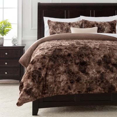Chanasya Wolf Faux Fur Duvet Cover Set