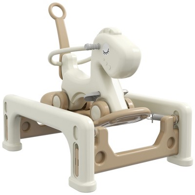 Qaba 5 in 1 Rocking Horse for Toddlers 1-6 Years with Detachable Balance Board, Push Handle, Footrest, for Baby Boys and Girls