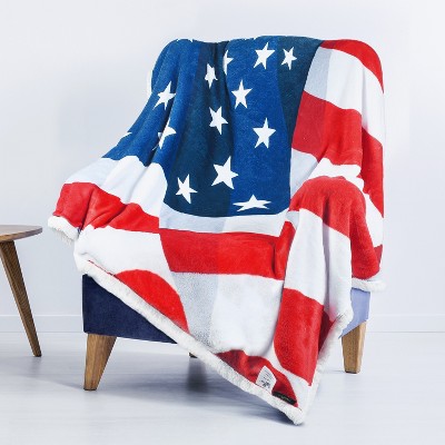 Tirrinia US Flag Fleece Throw Blanket, Super Soft Cozy Fleece Plush Throw TV Blanket, Patriotic Living Room Decor Blanket for Memorial Day July 4th