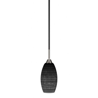Toltec Lighting Paramount 1 - Light Pendant in  Matte Black/Brushed Nickel with 5.5" Black Matrix Shade
