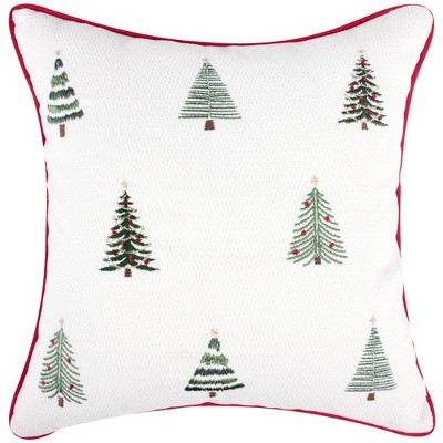 Patchwork Pine Embroidered Trees Pillow 18x18 - Levtex Home