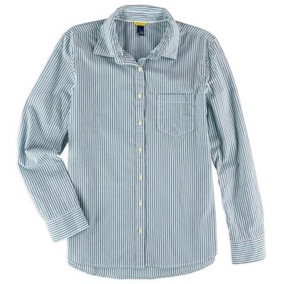 Aeropostale Womens Striped Pocket Button Up Shirt