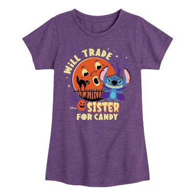 Girls' - Lilo and Stitch - Will Trade Sister for Candy Fitted Short Sleeve Graphic T-Shirt