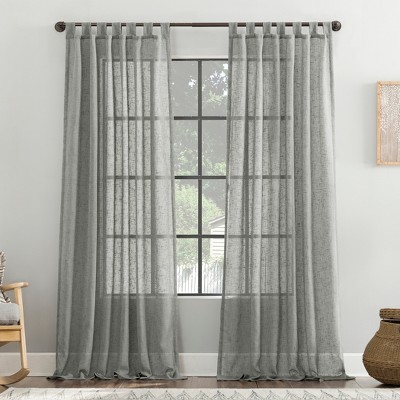 Archaeo Sheer Burlap Weave Linen Blend Tab Top Curtain Panel
