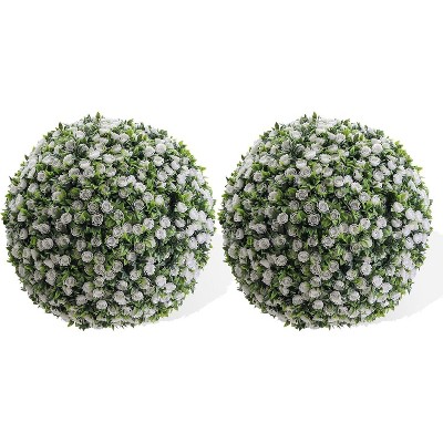 21.7" Artificial Topiary Balls Set of 2, Flower Topiary Balls Decorative Balls for Outdoor and Indoor, Wedding Decoration,Pink Rose