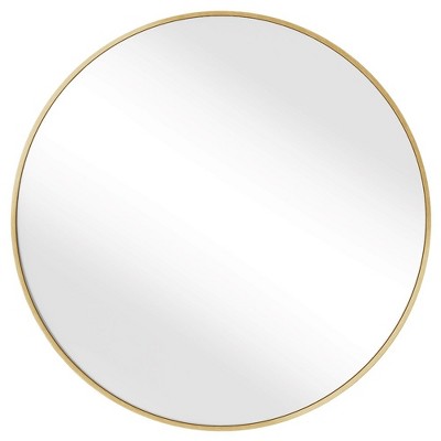 Round Mirror, Bathroom Mirror for Wall, Metal Frame, Easy to Install Ink Black